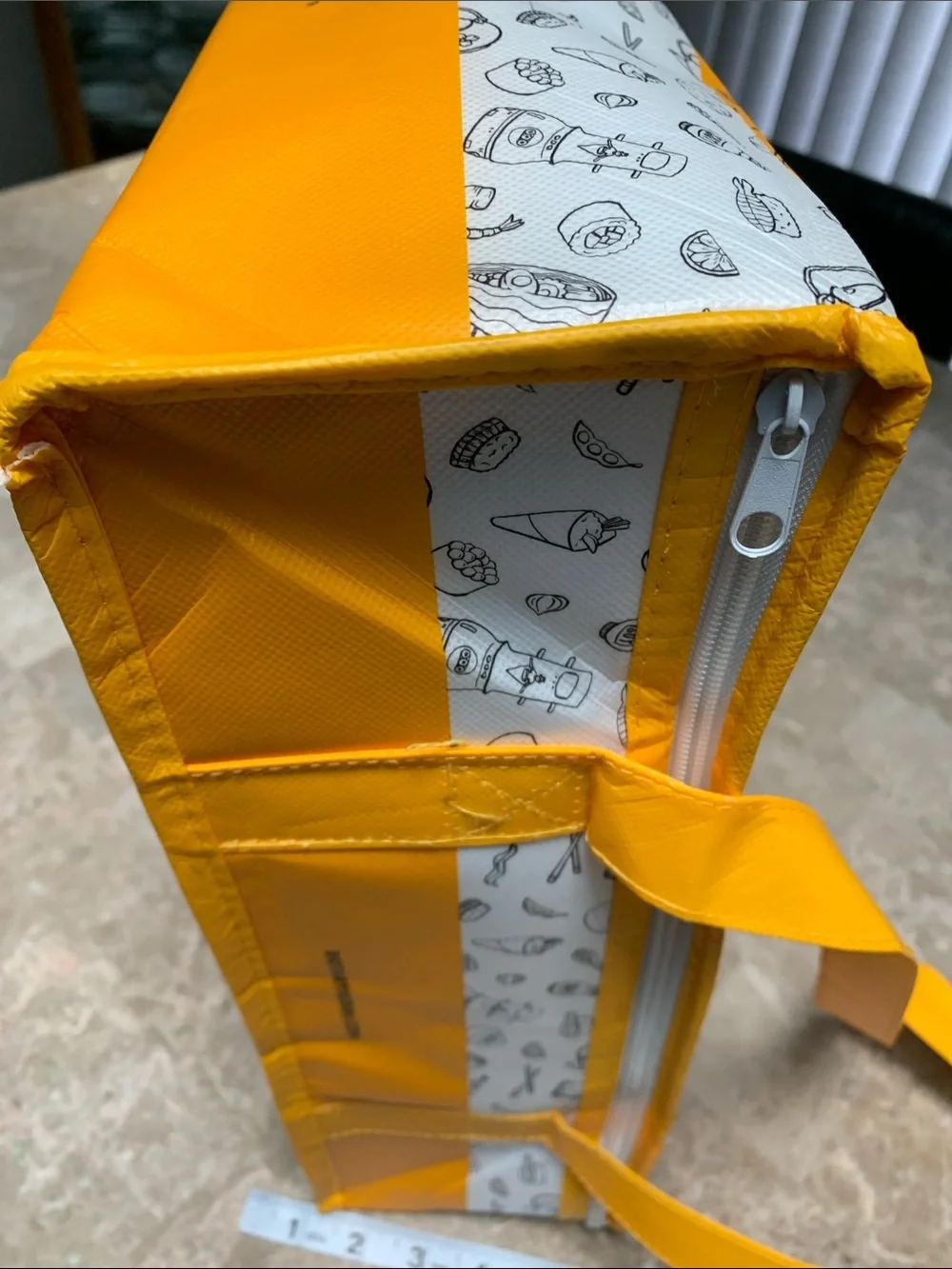 Stylish Yellow 'Keep Calm and Eat Sushi' Reusable Tote Bag. Pre-Owned.Sz:10x10x5